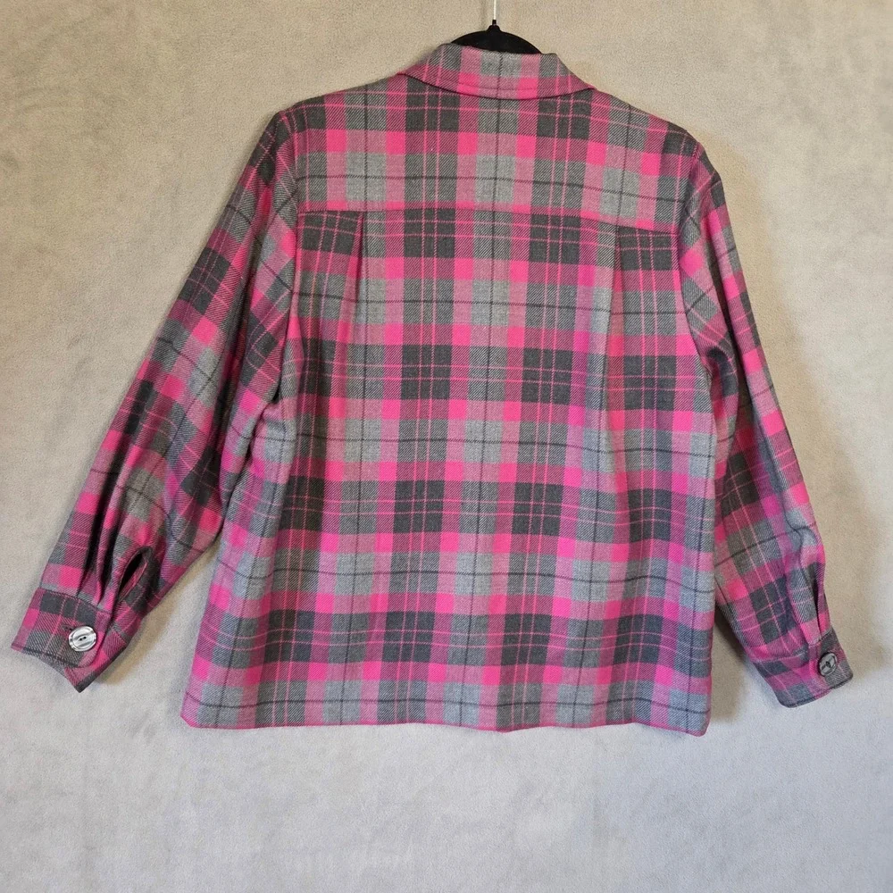 Pendleton Plaid Wool Jacket Blazer Women's Medium Petite Academia Preppy Office